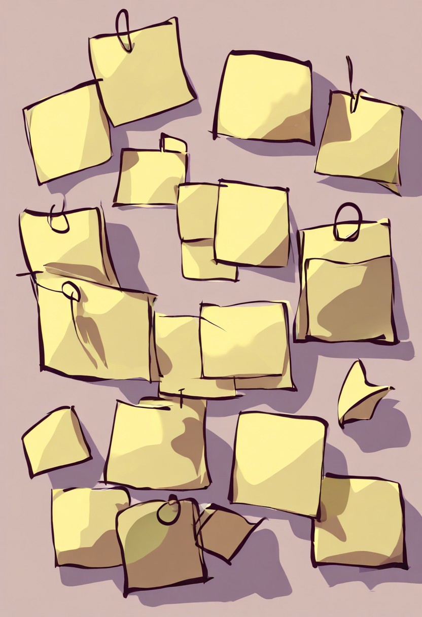 SK3, simple sketch, sharp shadows, a cute cat covered with sticky notes, Jed-StickyN, cute, kawaii