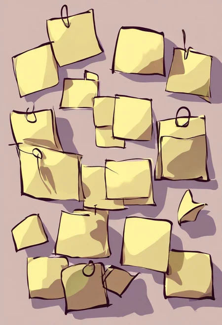 SK3, simple sketch, sharp shadows, a cute cat covered with sticky notes, Jed-StickyN, cute, kawaii