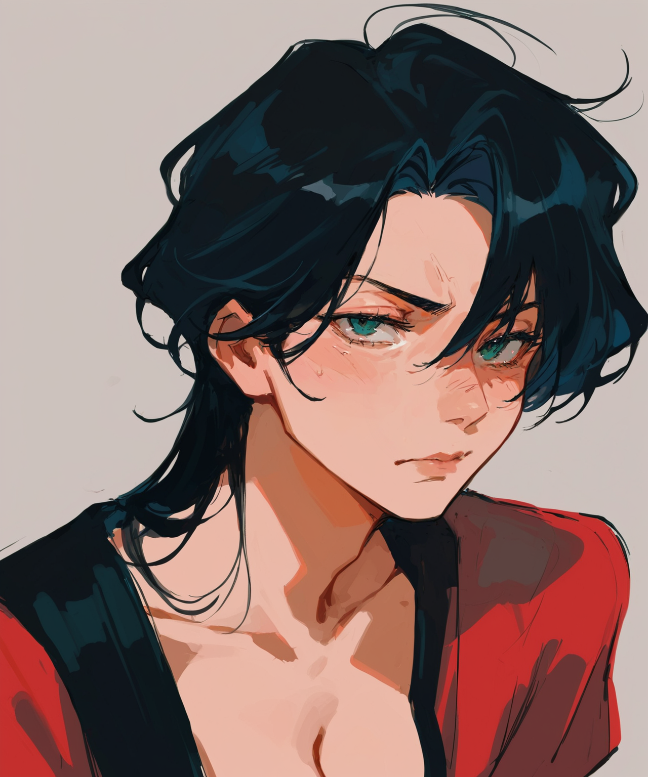 (girl:1.1), (black hair:1.1), cleavage, indifferent face,(score_9,score_8_up,score_7_up),  <lora:sketchstyle:0.5>, (imbasketchstyle, abstraction:1.06), sketch style, (paint style:0.4)